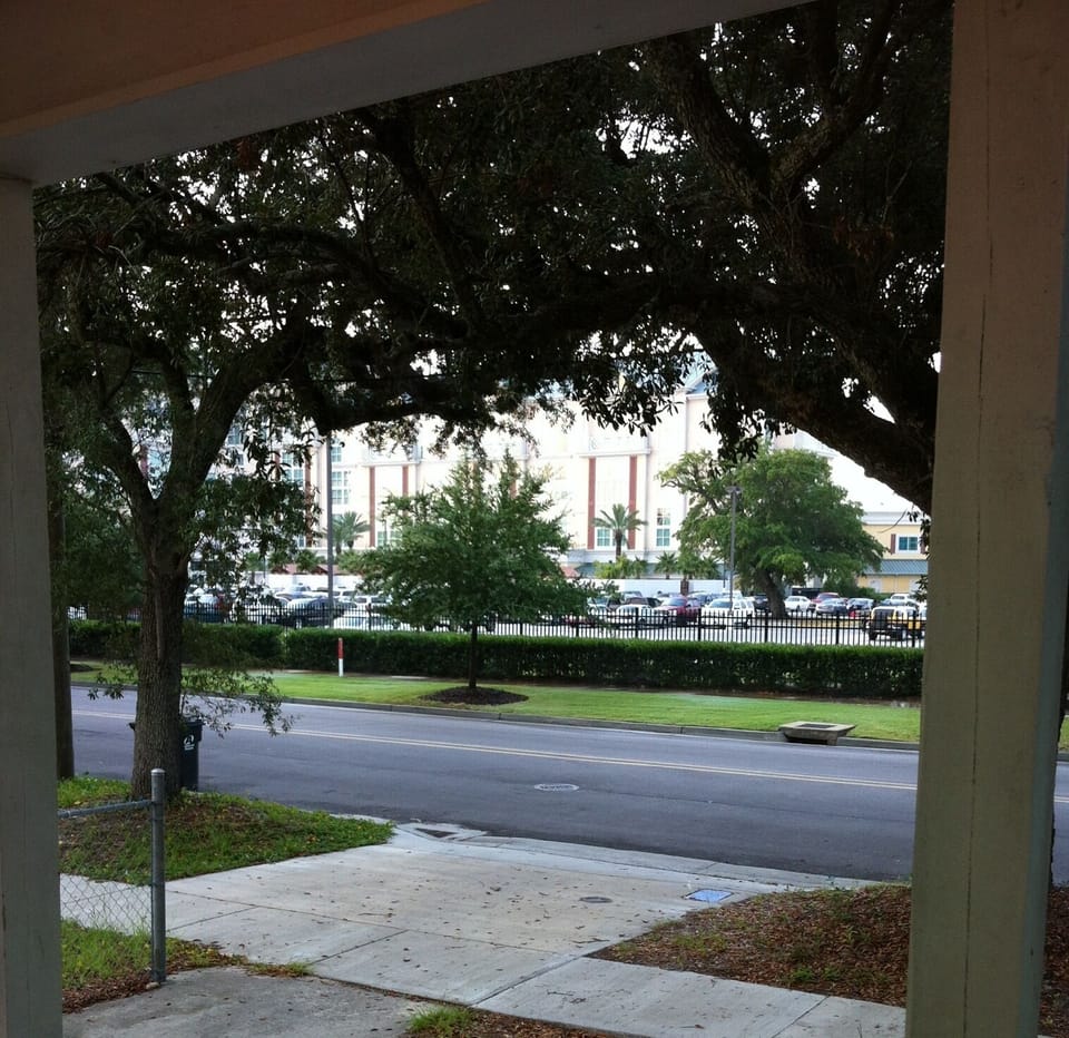 Island View Casino from under the front yard oaks.