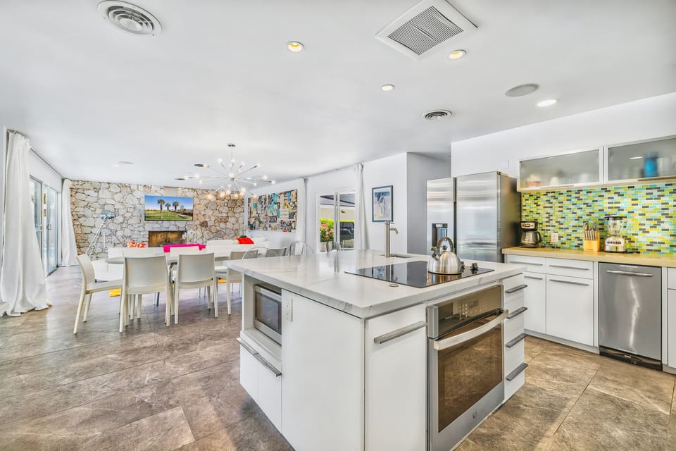 open kitchen to dining area and living room