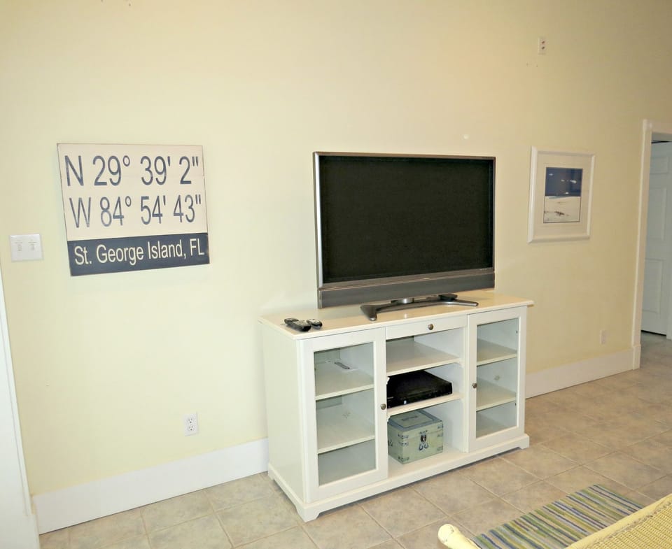 Flat Screen. Bottom left den (if you are facing the home)