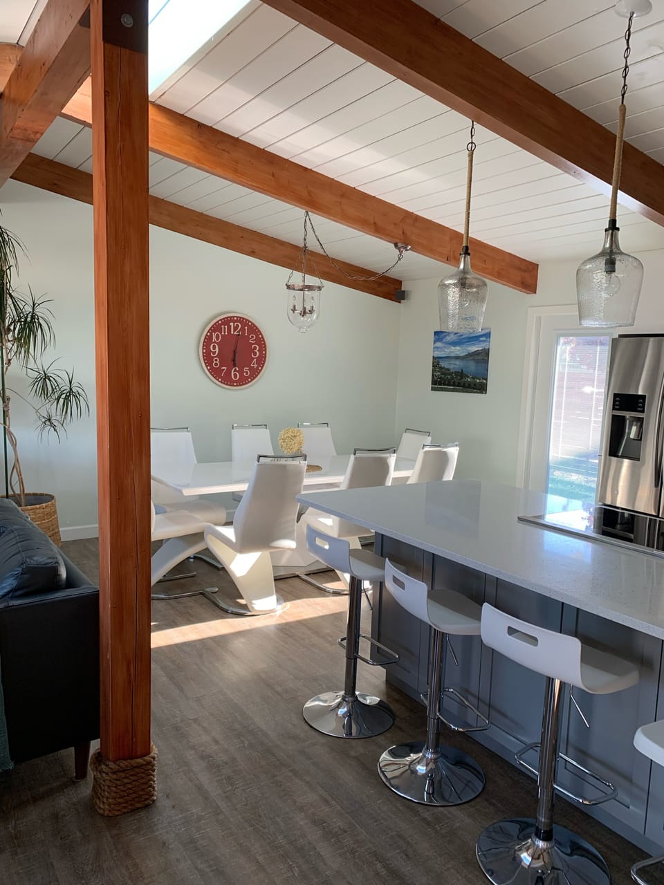 Open kitchen/dining/living room
