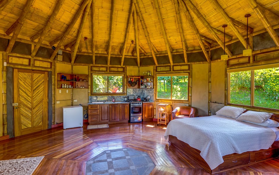 Bamboo House Kitchen and Bed - Windows on every side!