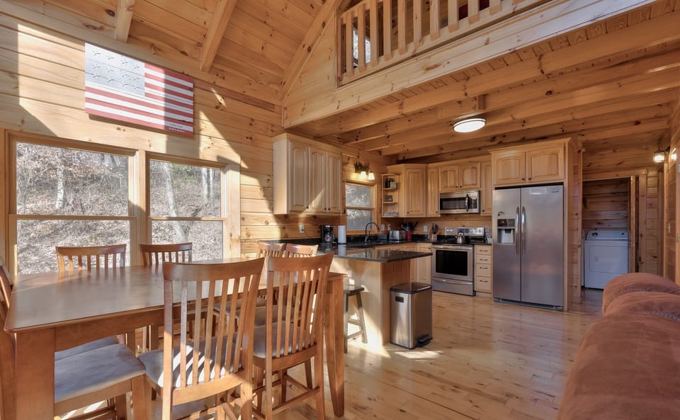 Dining table and kitchen