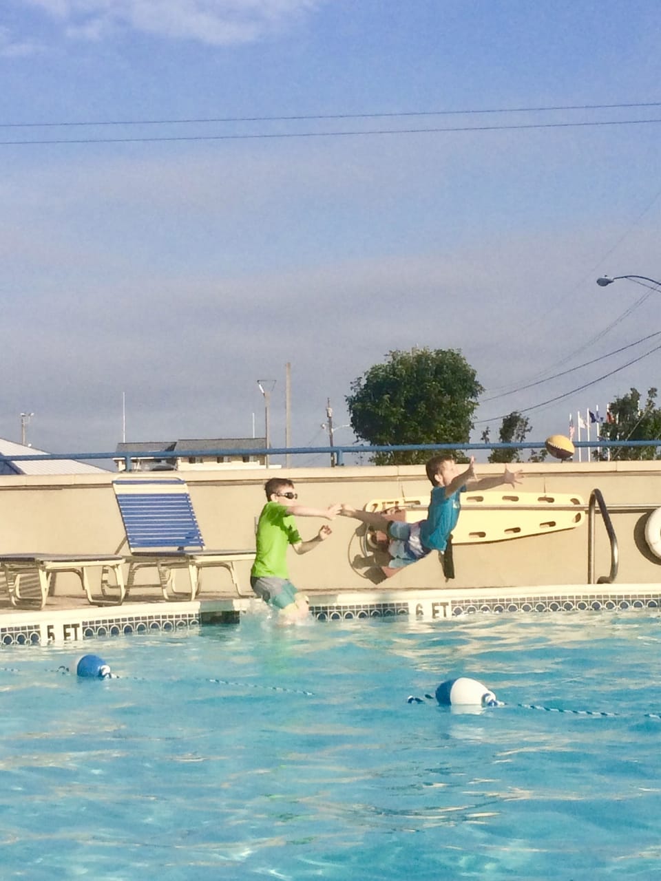 Heated and large salt water pool. Kiddie pool and jacuzzi too! 