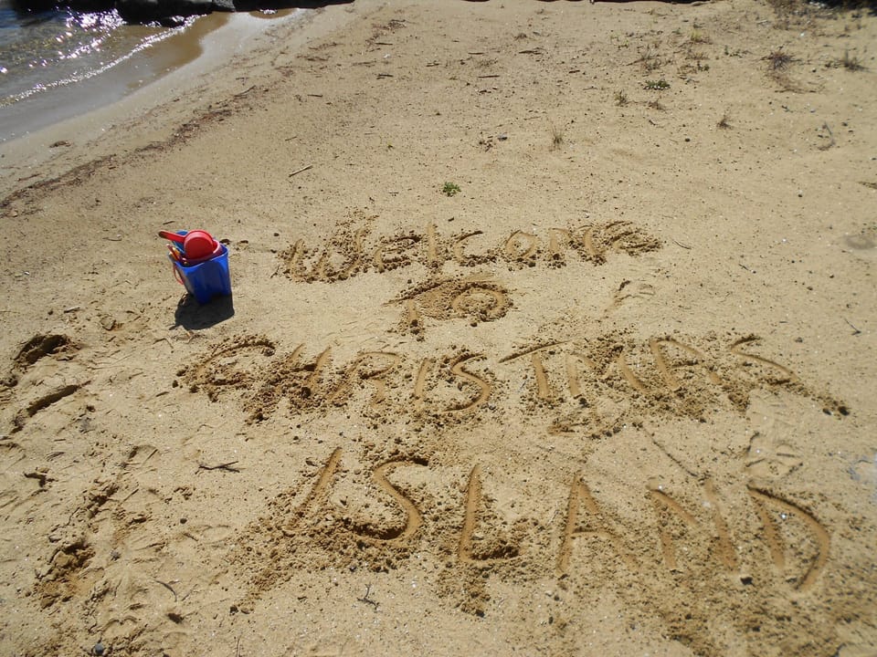 Footprints and sandcastles adorn the private beach.........
