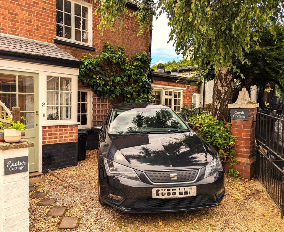 Car parking space for medium sized cars (Seat Leon is pictured).