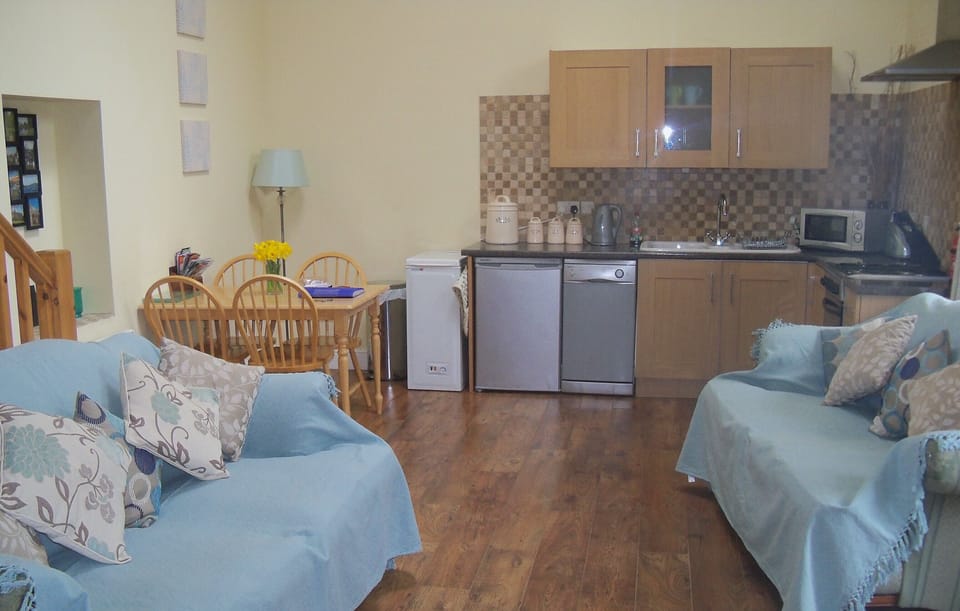 Double height lounge/kitchen area