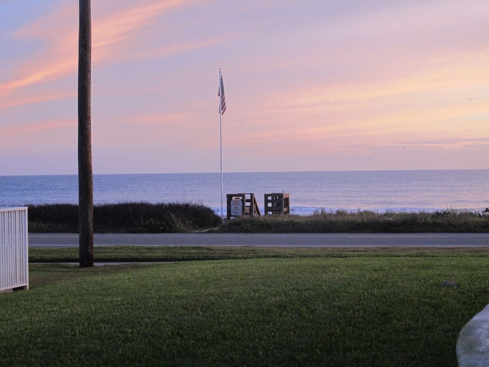 porch ocean view at dusk