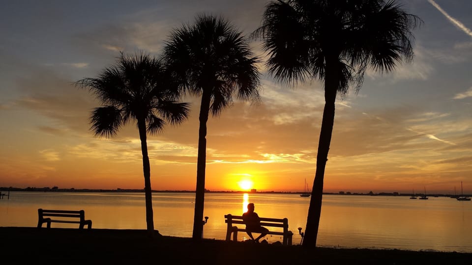 Sunset by the private beach