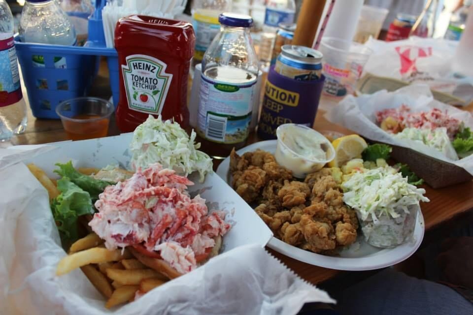 Lobster roll and fried clams from Sesuit Harbor Cafe