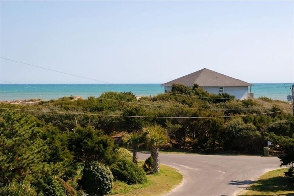 View from deck
 (beach access is by white sign, lower right corner 