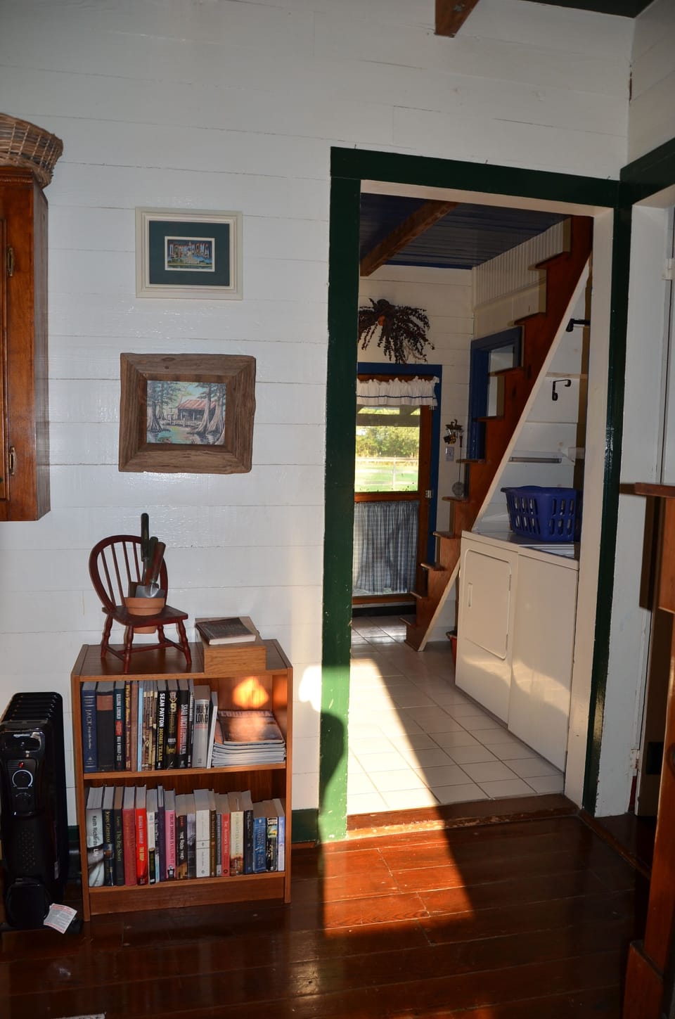 View into kitchen from living room.