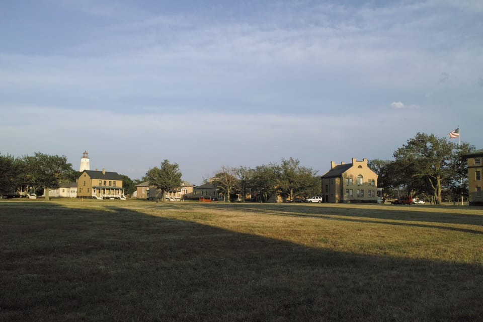Back yard; Parade ground, at least 4 small museums nearby. Easy walk to beachs
