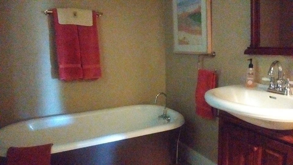 The upstairs bath...to soak  and relax! Epsom salt and essential oil provided :)