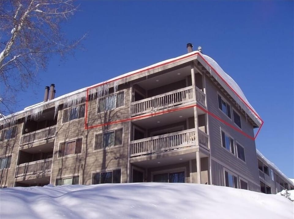 Exterior View of condo location in red outline