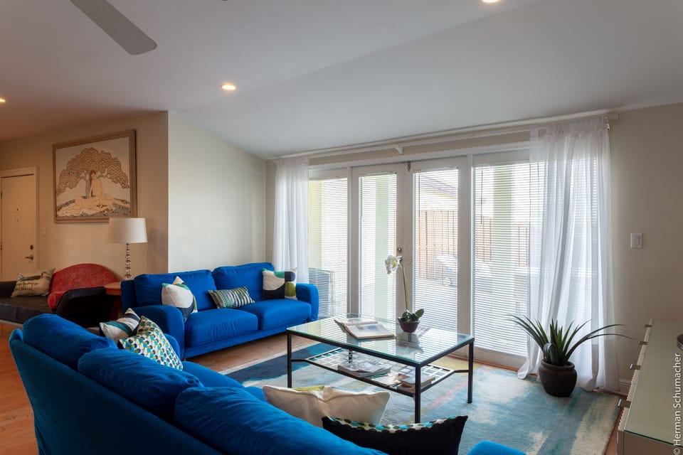 Living room with walkout to Ocean View Deck