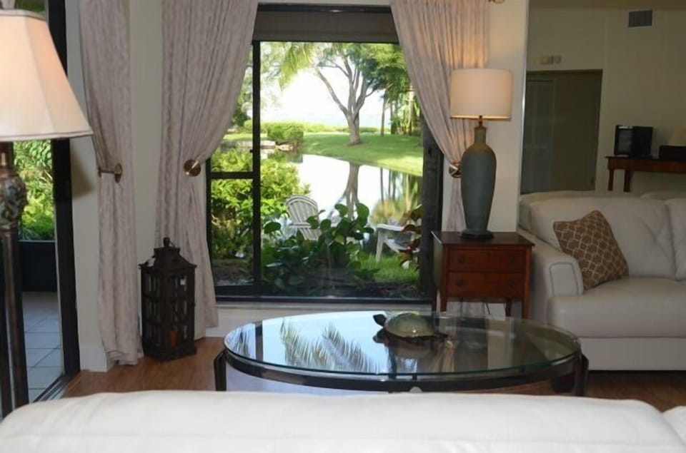 Living room with river view