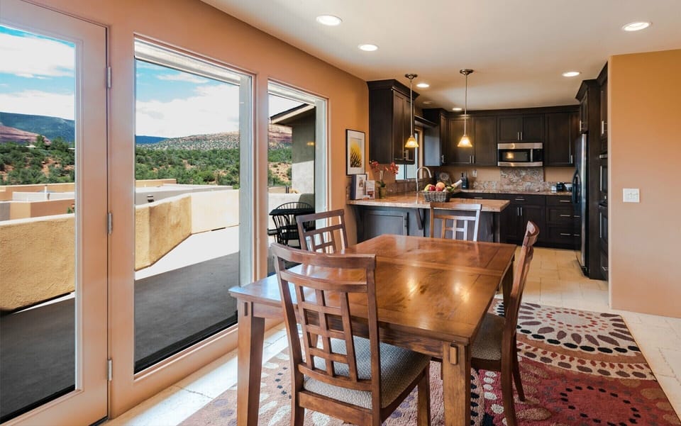 Sunset Suite #4 Dining area and kitchen with views. 