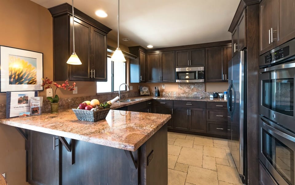 Sunset Suite #4 Kitchen with stainless steel and granite, fully equipped. 