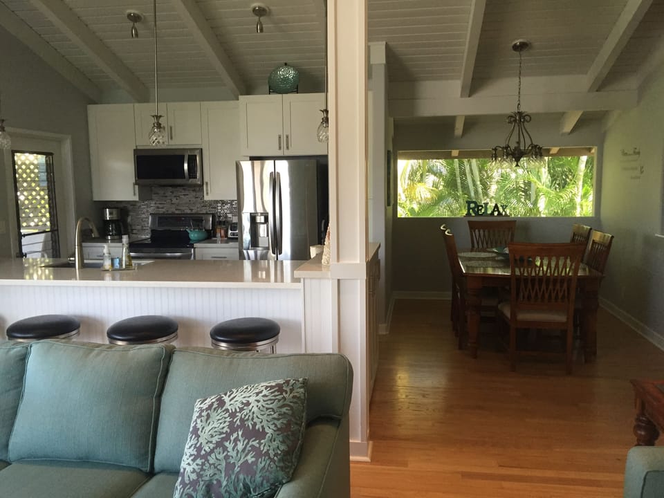Kitchen and Dining room from Living room.