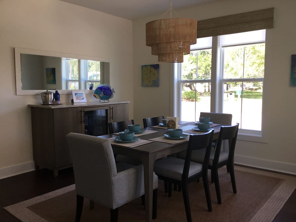 New custom hardwood bar buffet with convenient beverage refrigerator.