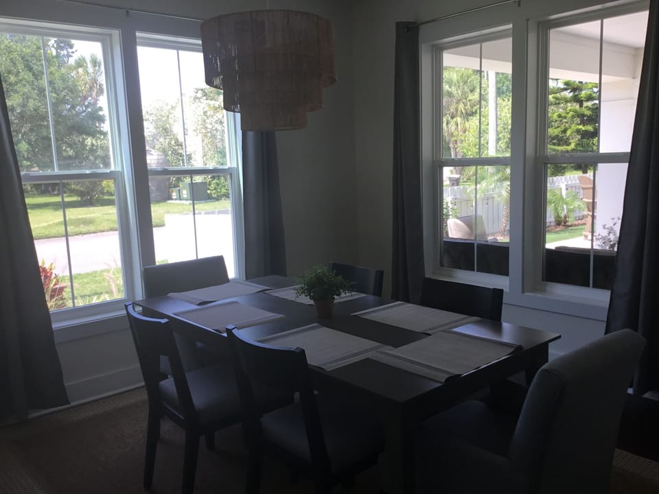 Beautiful views in the dining room. New custom dining set, from Ethan Allen.