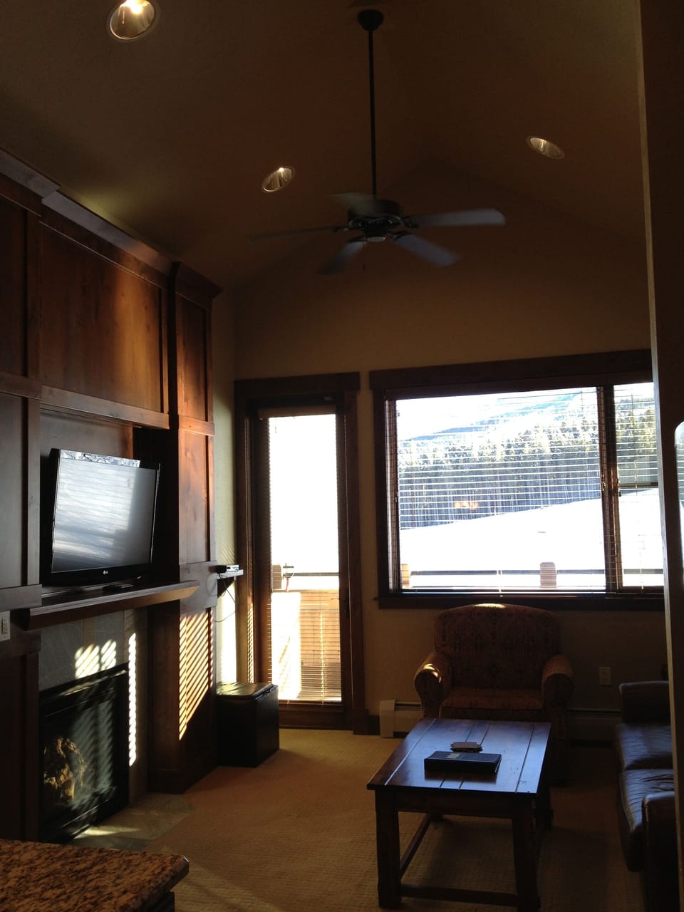 Fireplace, flatscreen TV, and windows with a view - what more do you need!!