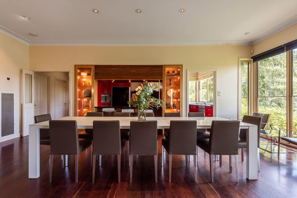 Dining table comfortably sits 12 people.