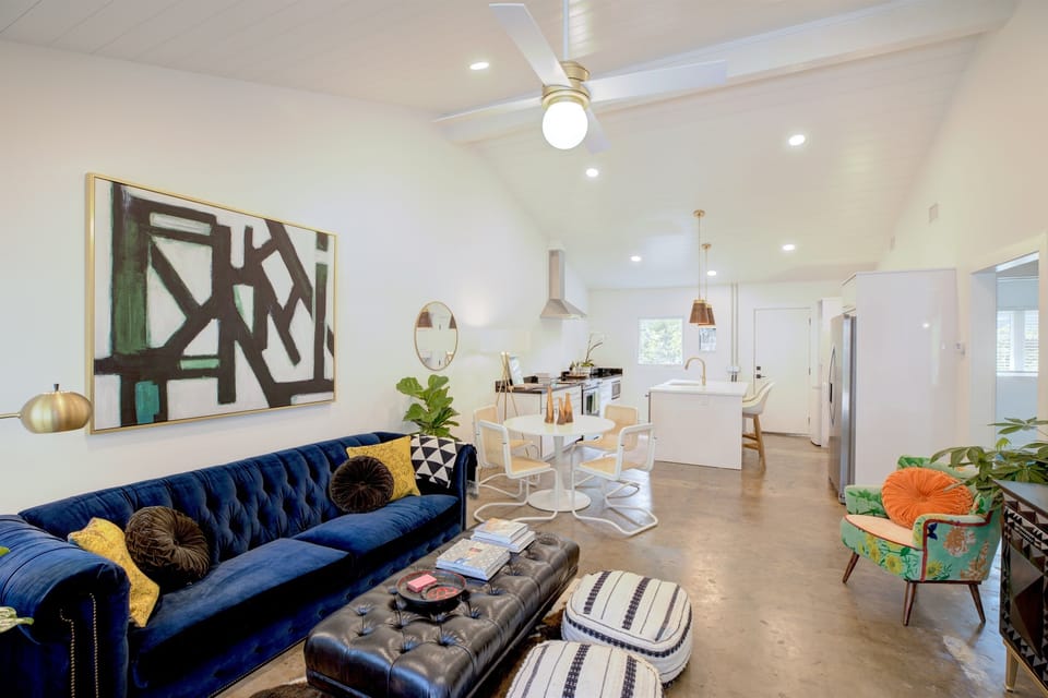Living room and open kitchen.