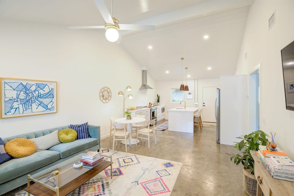 Private living room and open kitchen
