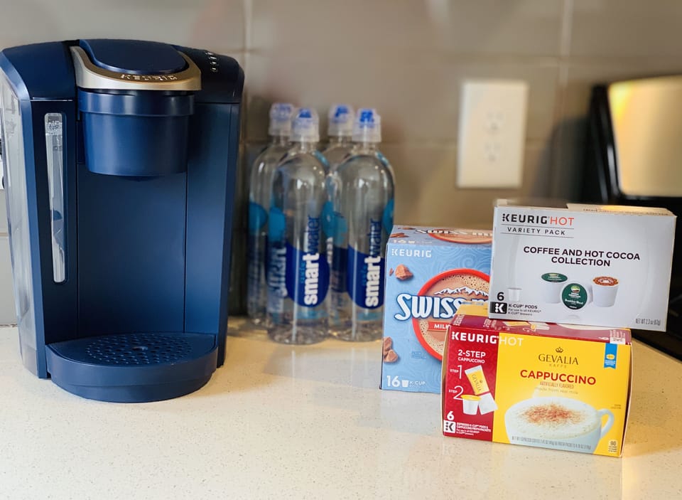 Keurig coffee maker with an assortment of K-Cups