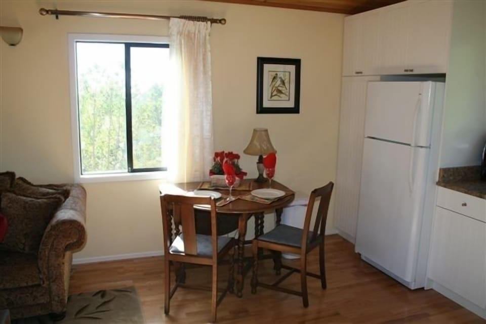 Indoor dining with fold out table for four