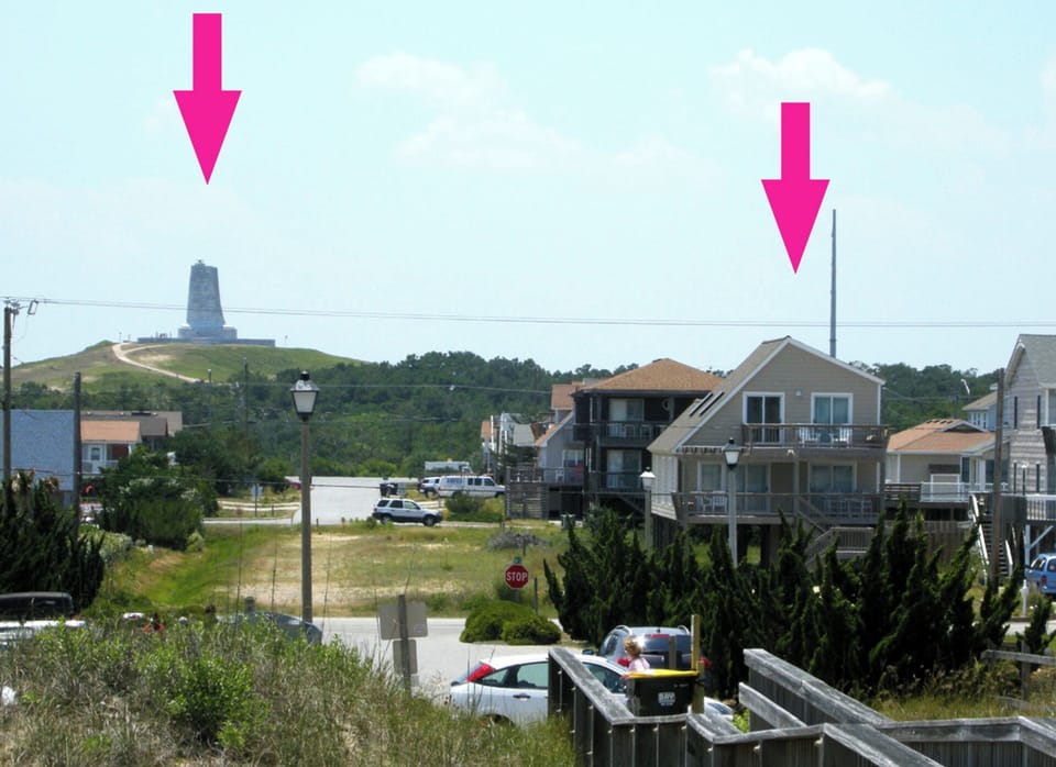 Picture taken ON BEACH looking toward house & Wright Memorial