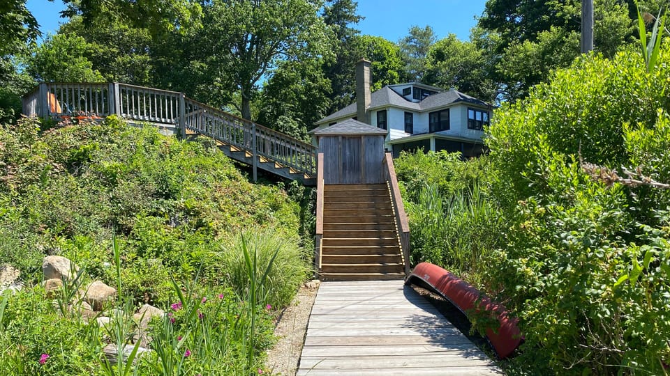 Stairs leading to beach.