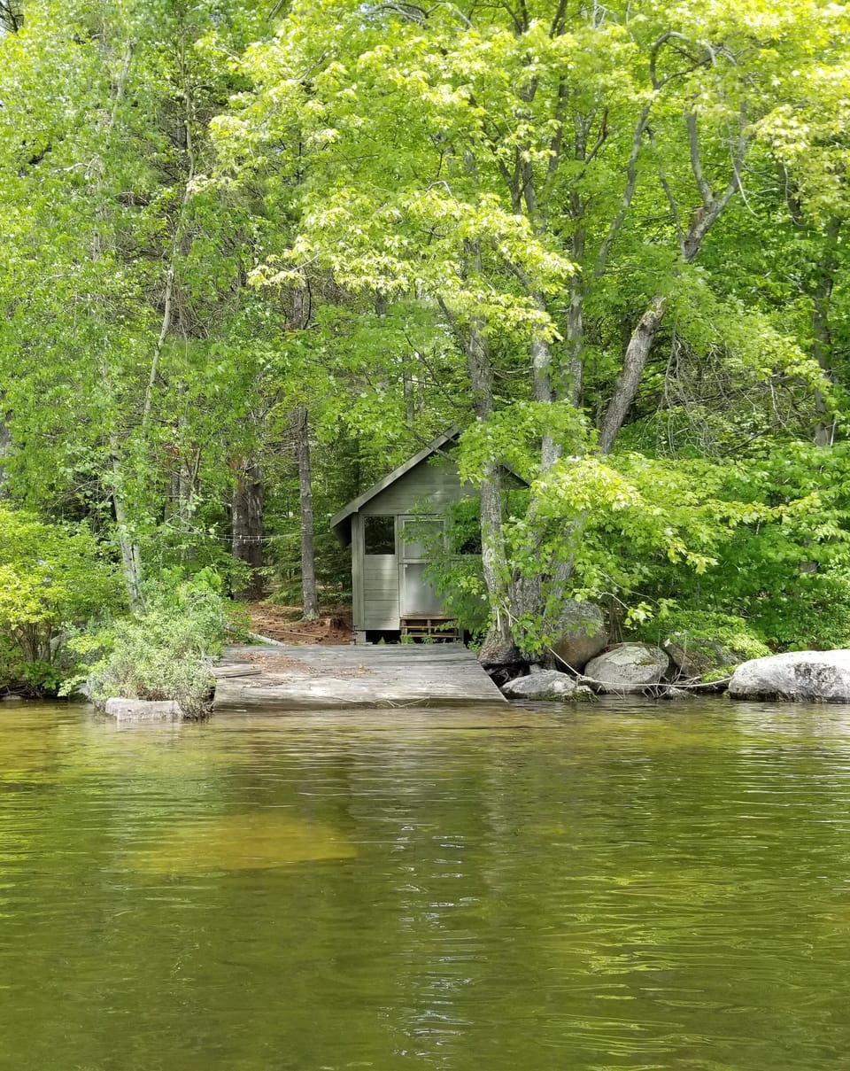 view of boat house from cove