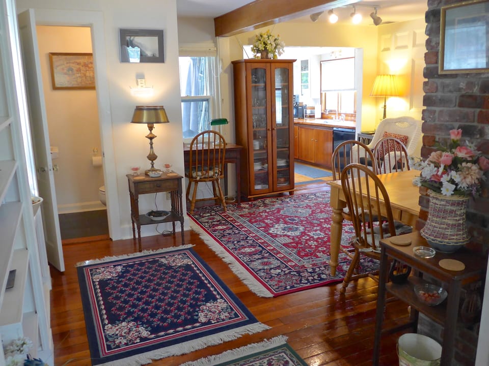 View from Hallway, through dining room to kitchen
