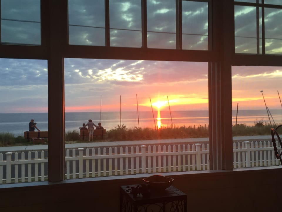 Sunset on Delaware Bay from chair on Front Porch
