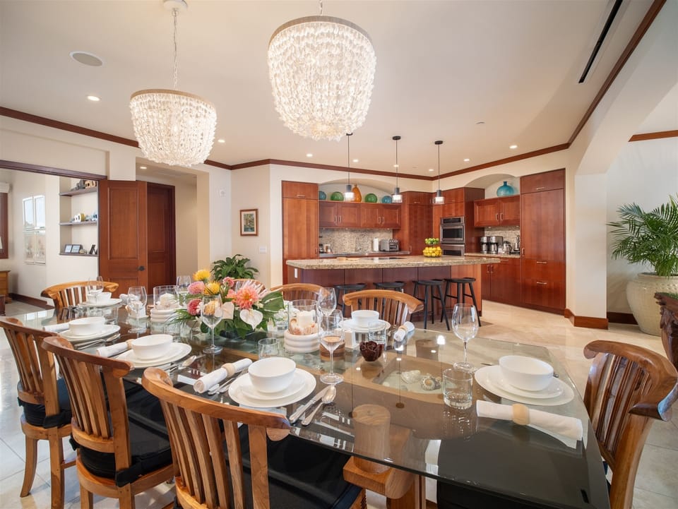 Glass Dining Table Seats Eight Guests with See-through Canoe-shape Table Base