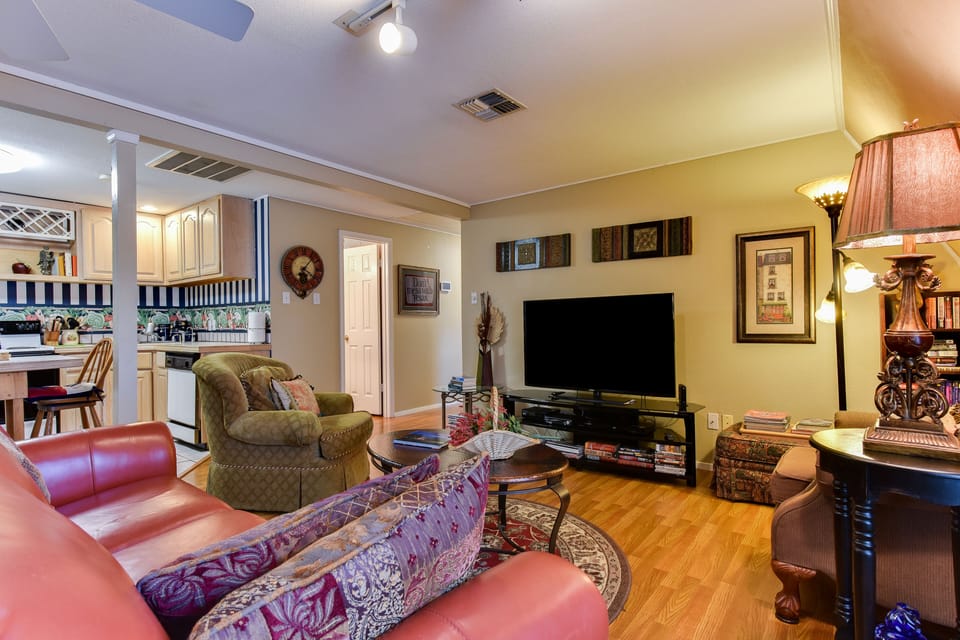 Another angle of upstairs living room with smart TV