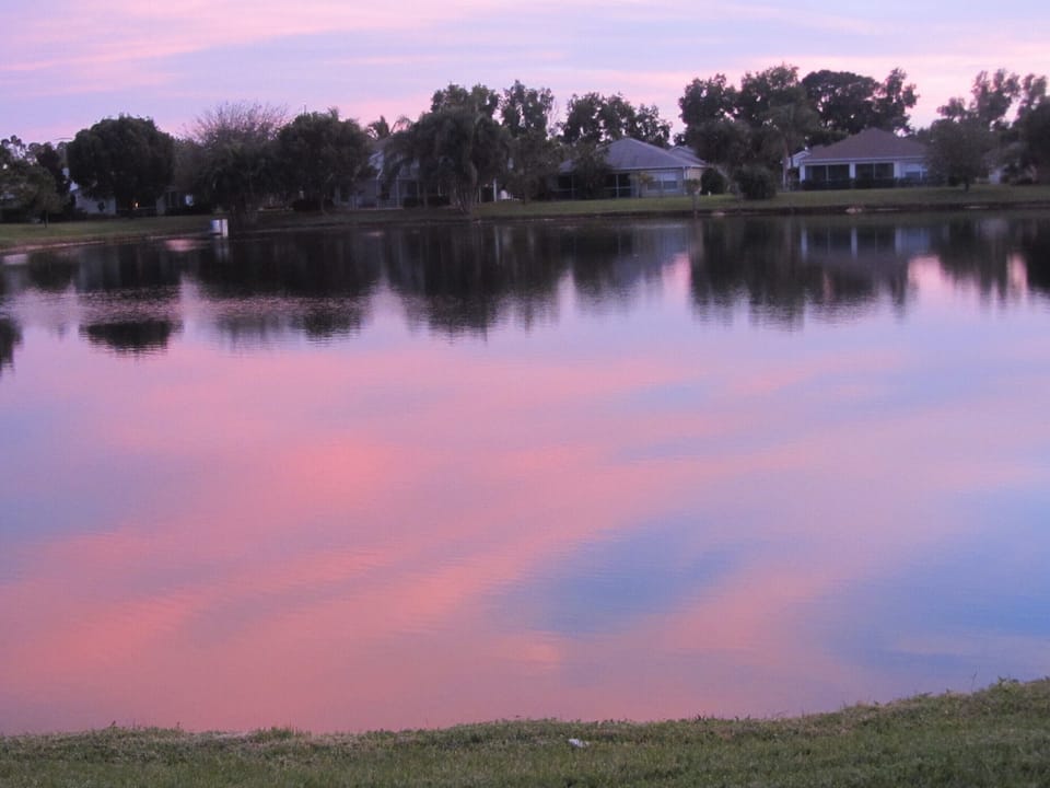 Sunset over lake.