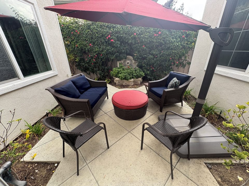 Peaceful courtyard nestled along the south side of the house