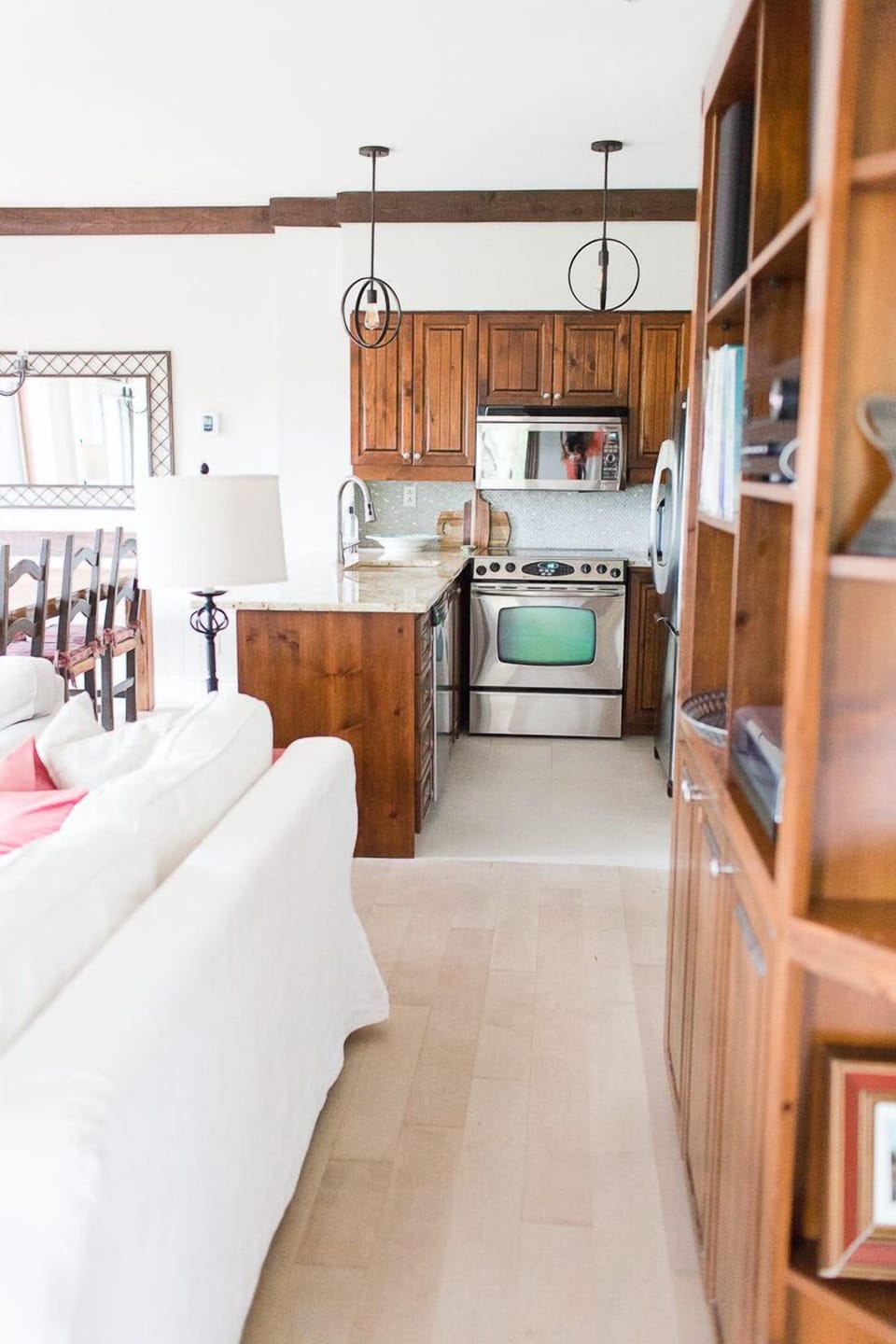 from the entrance to the kitchen