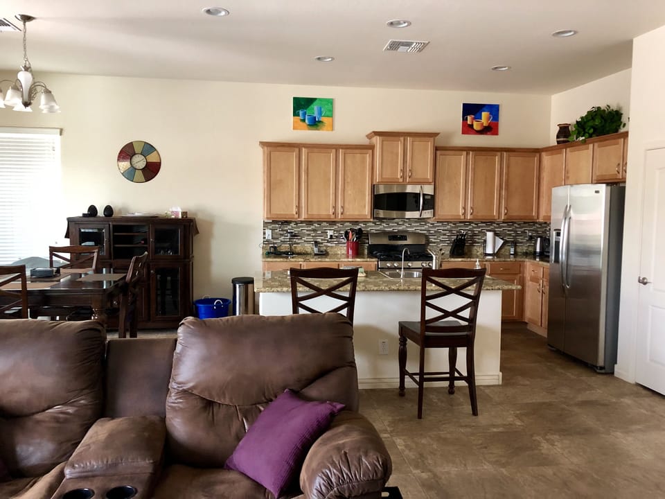 Spacious, bright, and fully tiled.