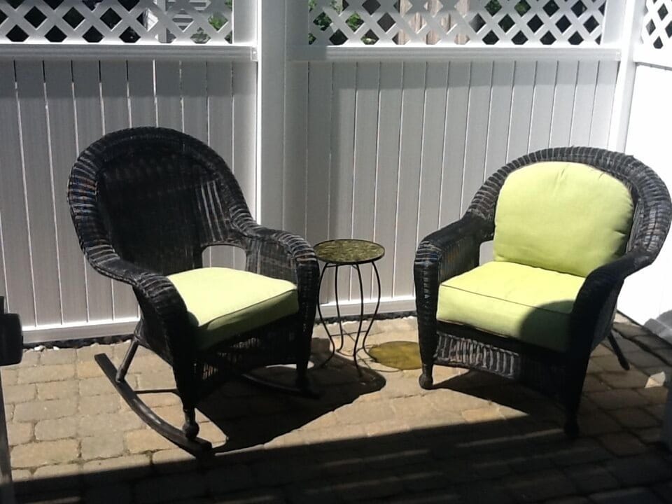 Seating on private patio - perfect for morning coffee.