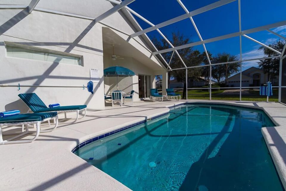 Large South facing oversized pool deck, lots of pool furniture. Guests love it.