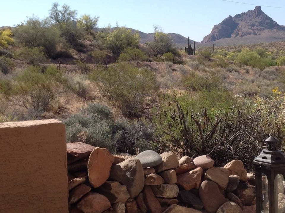View from large Patio of desert and Red Rock Mountain
