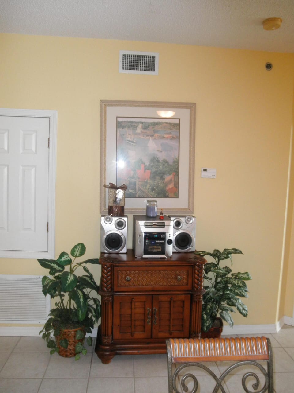 Stereo system in living room.