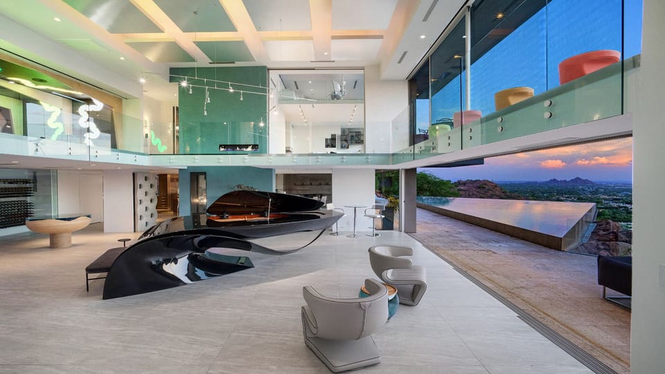 Grand piano & pool views on first floor w/ indoor/outdoor experience.