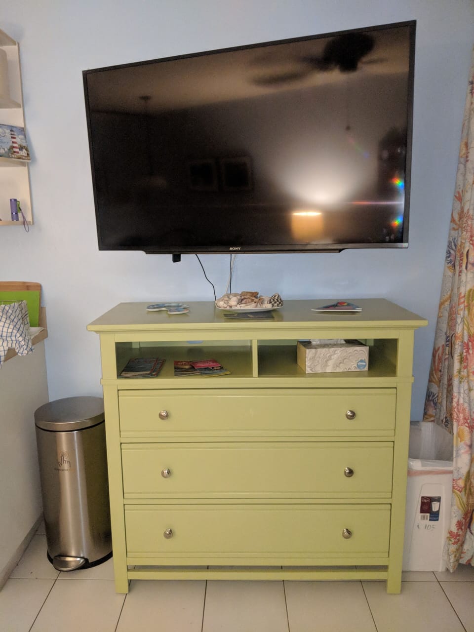 New smart TV and dresser, watch Netflix or Amazon Prime 