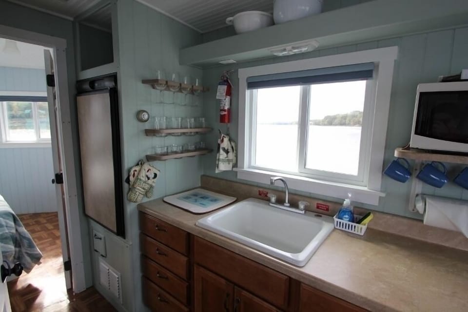 Galley sink.  Windows everywhere.