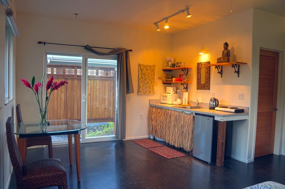 KItchenette - behind the louvered door is the bath.